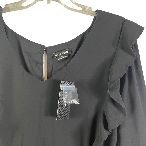 NWT CITY CHIC Pretty Ruffle Dress - black - Picture 5 of 6